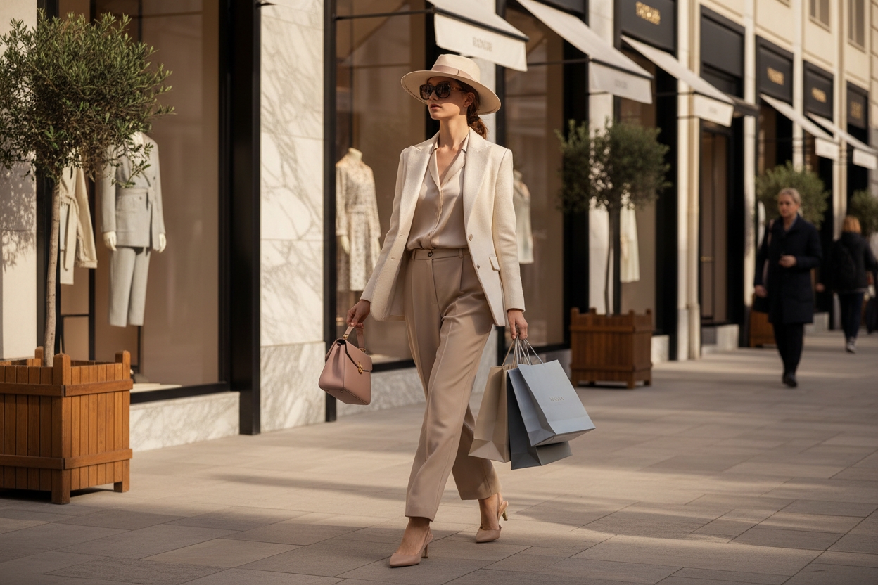 Fille élégante et chic shopping 